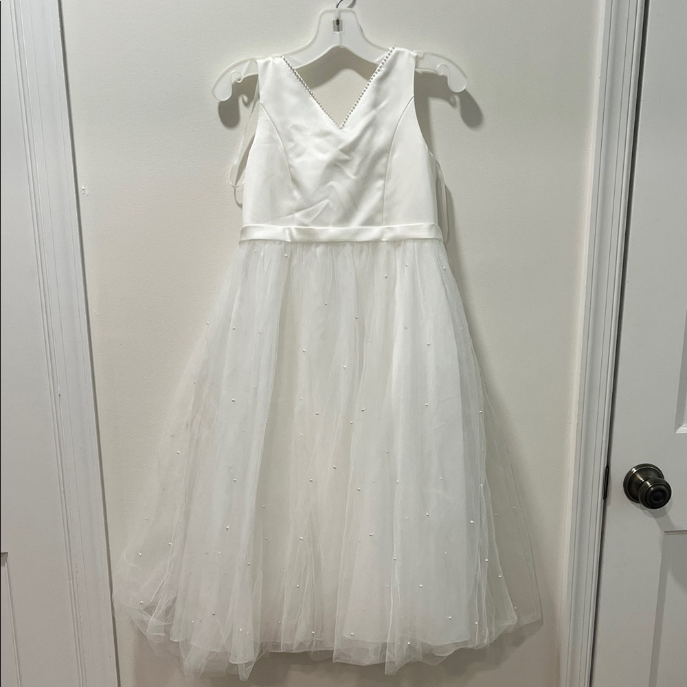 Flower Girl Dress| First Communion | Pearled Satin Dressl NWT - 7
